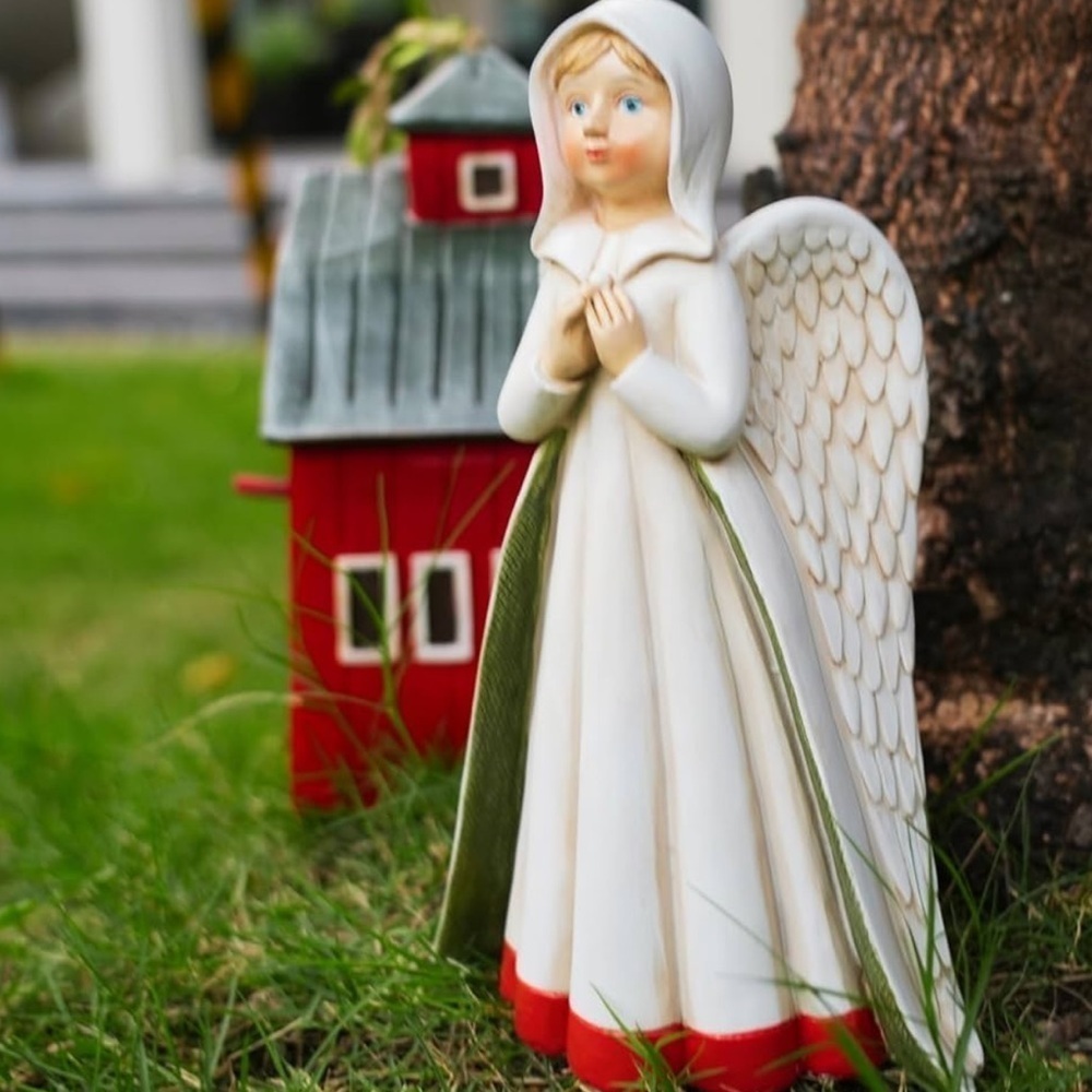 NIB indoor/outdoor Angel Figurine Resin 8” hidden Birch magnetic jewelry box - Picture 3 of 9